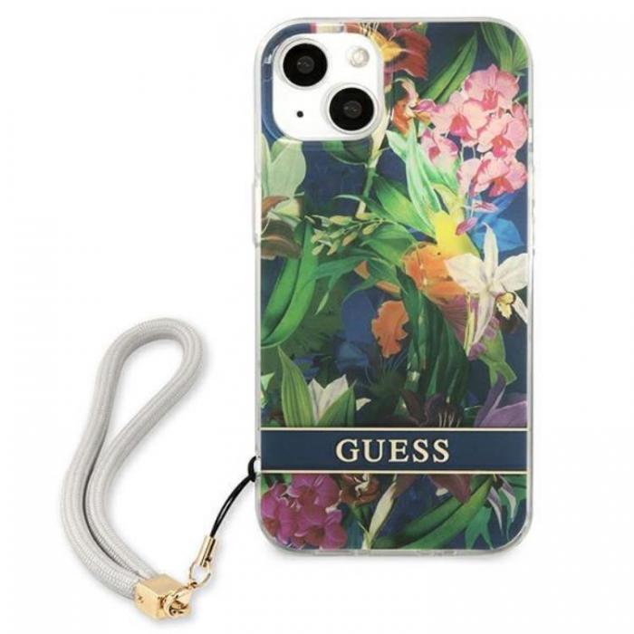 Guess - Guess iPhone 13 Skal Flower Strap - Bl