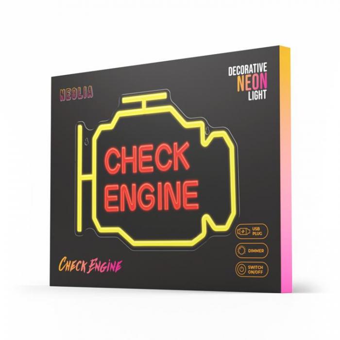 Neolia - Neolia LED Neon PLEXI CHECK ENGINE NNE21 - Gul/Rd