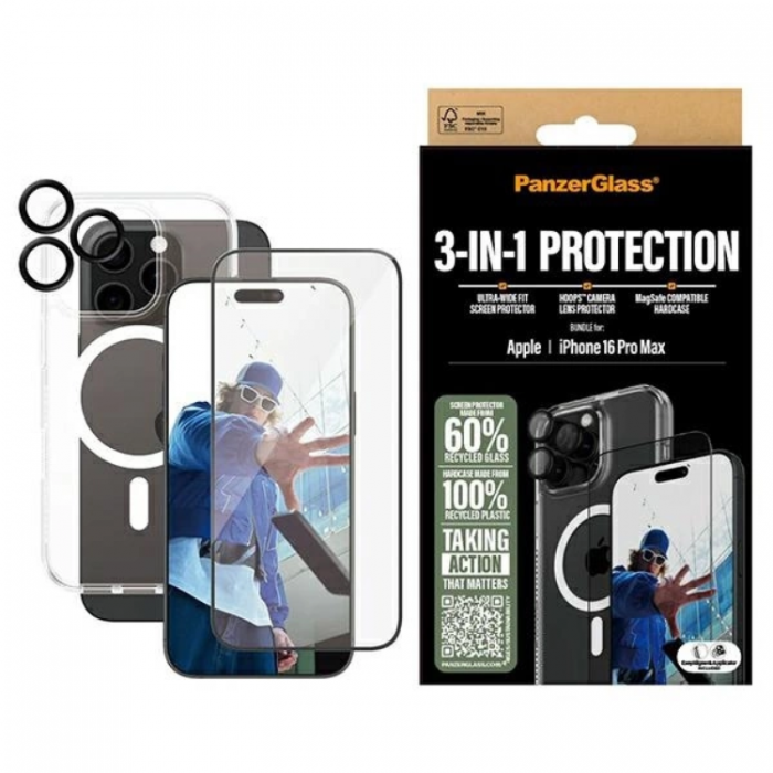 PanzerGlass - PanzerGlass 3-in-1 Skyddspaket iPhone 16 Pro Max