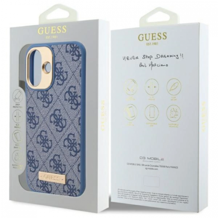 Guess - Guess iPhone 16 Plus Mobilskal MagSafe 4G Logo Plate - Bl