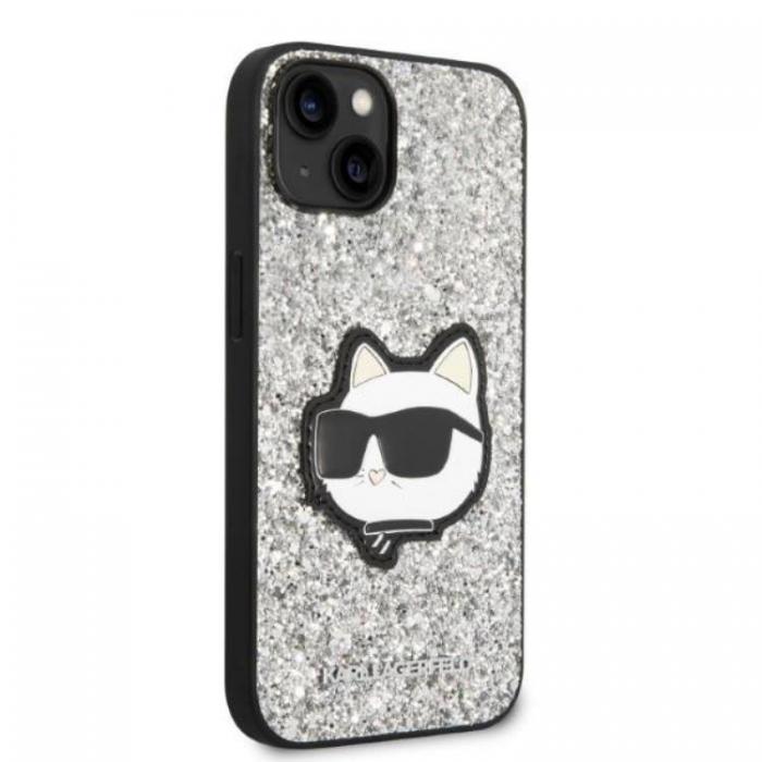 KARL LAGERFELD - Karl Lagerfeld iPhone 14 Plus Skal Glitter Choupette Patch - Silver