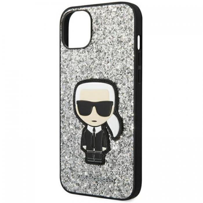 KARL LAGERFELD - Karl Lagerfeld iPhone 14 Plus Skal Glitter Flakes Ikonik - Silver