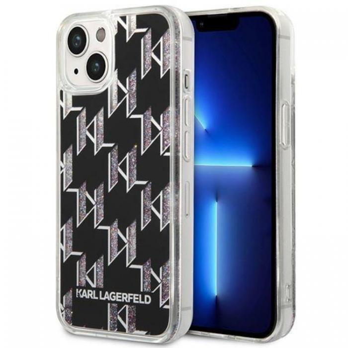 KARL LAGERFELD - Karl Lagerfeld iPhone 14 Plus Skal Liquid Glitter Monogram - Svart