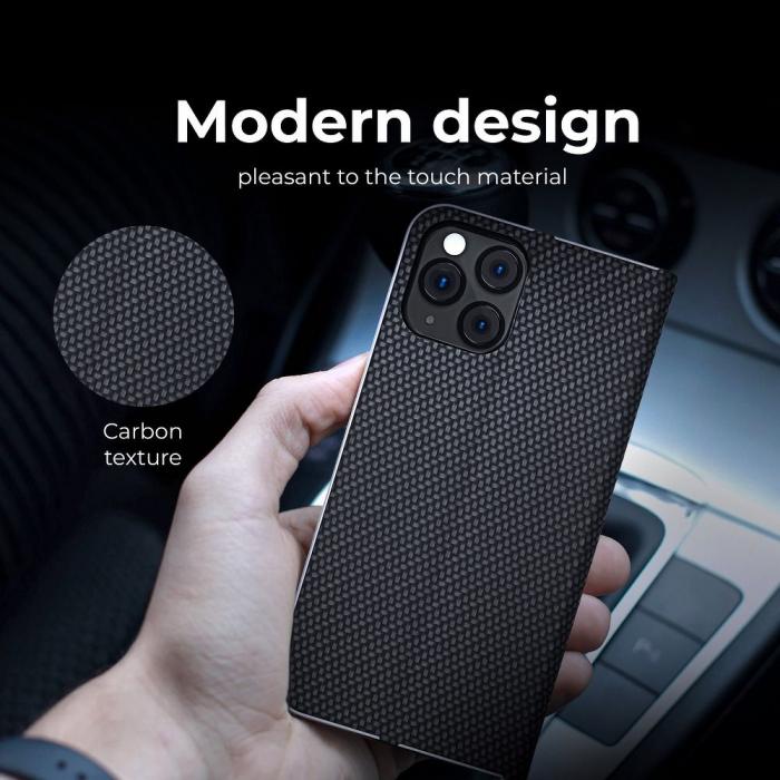 OEM - Galaxy A7 (2018) Plnboksfodral Forcell Luna Carbon - Svart