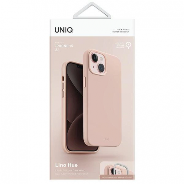 UNIQ - Uniq iPhone 15 Mobilskal Magsafe Lino Hue - Rosa