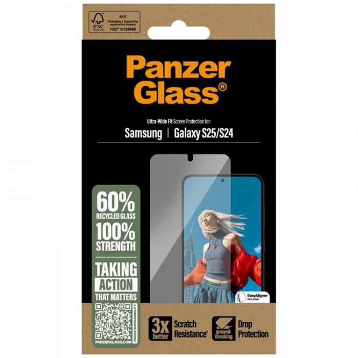 PanzerGlass - PanzerGlass Galaxy S25 Hrdat Glas Skrmskydd Ultra-Wide Fit - Clear