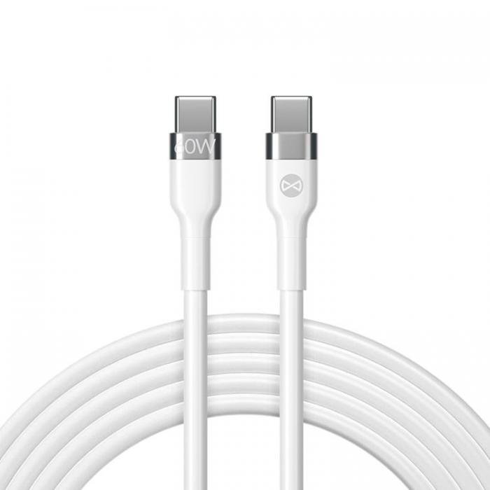 Forever - Forever Flexible USB-C till USB-C kabel 2m 60W - Vit