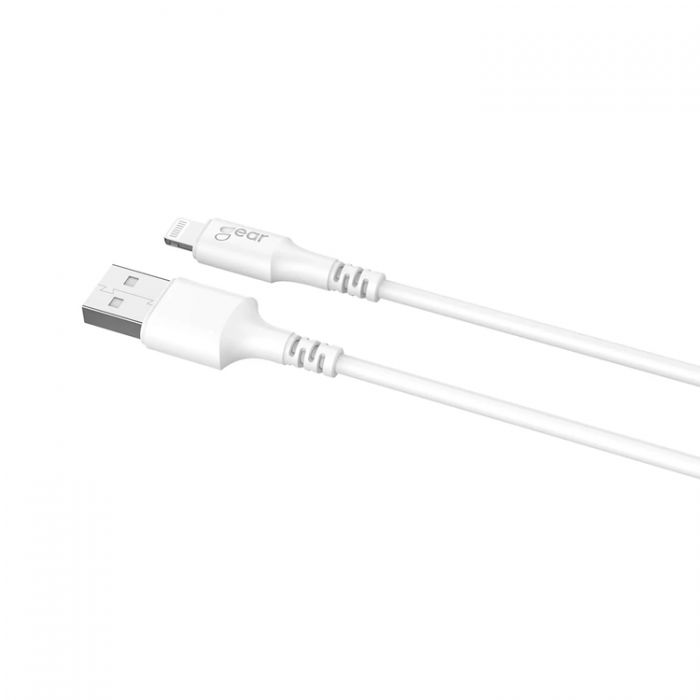 GEAR - GEAR USB-A till Lightning kabel 2m Vit MFI Rund kabel