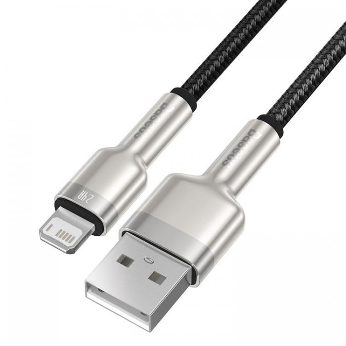 BASEUS - Baseus USB Till Lightning 0.25m Kabel 2.4A Cafule Metal Svart