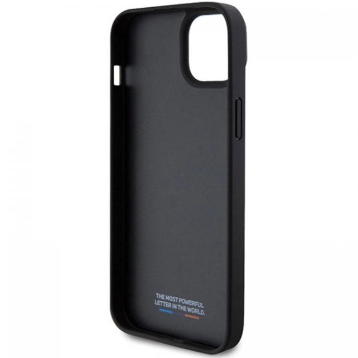 BMW - BMW iPhone 15/14 Plus Mobilskal Perforated Tricolor Line - Svart