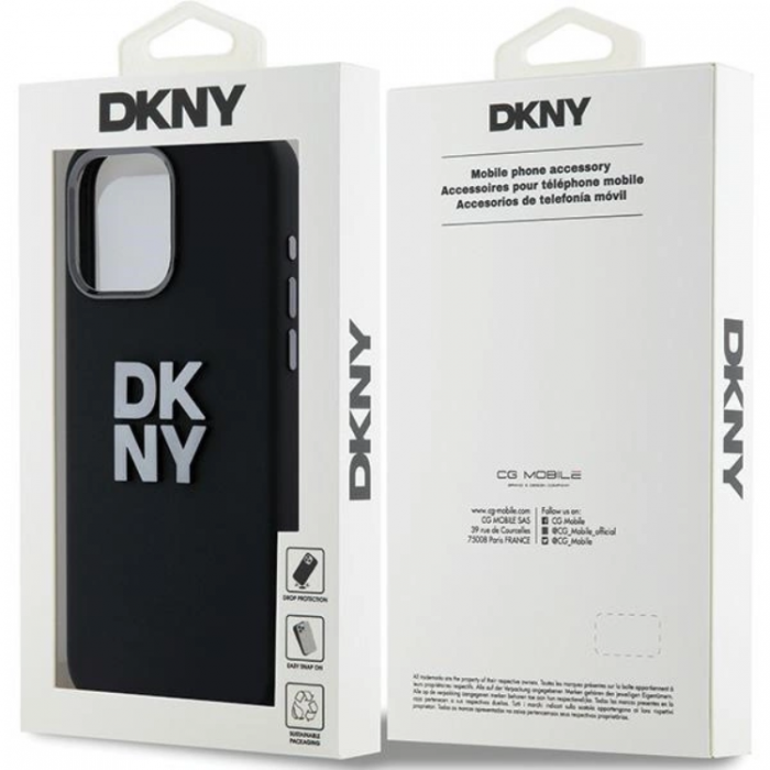 DKNY - DKNY iPhone 15 Pro Mobilskal Liquid Silikon Metal Logo - Svart