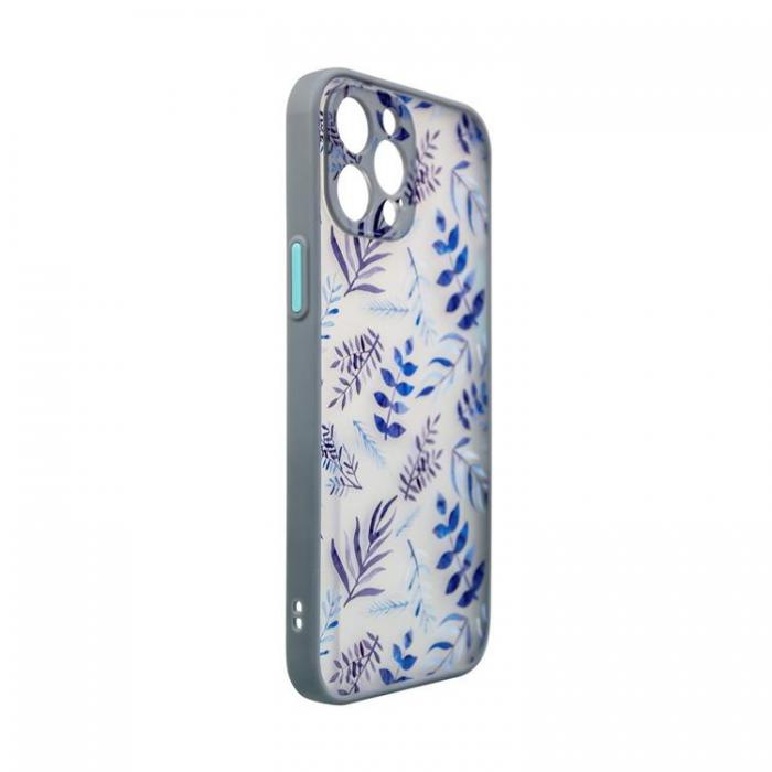 A-One Brand - iPhone 12 Pro Max Skal Flower Design - Morkbl