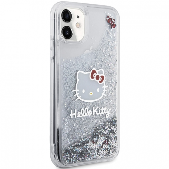 Hello Kitty - Hello Kitty iPhone 11/Xr Mobilskal Liquid Glitter Charms - Silver