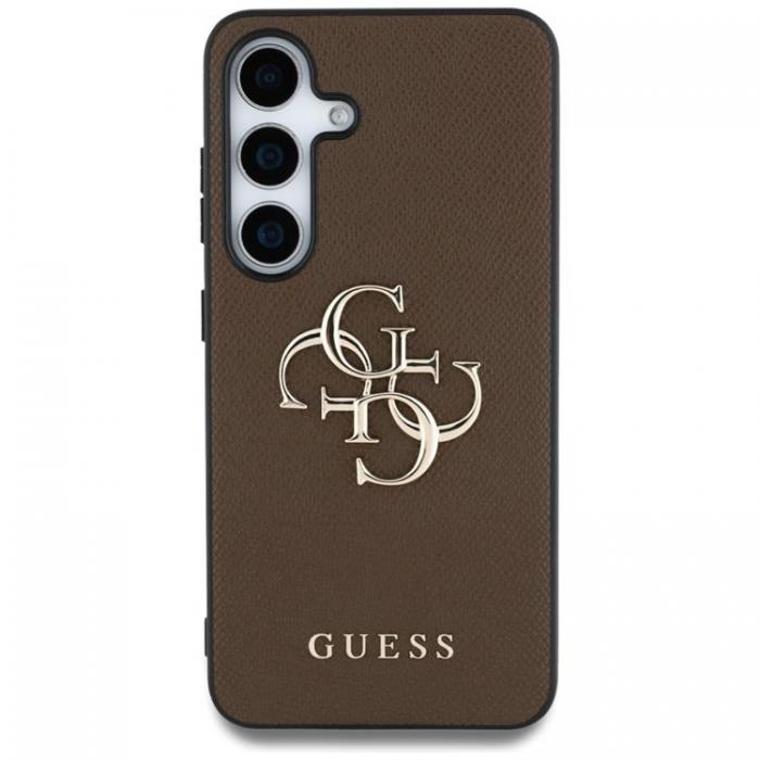 Guess - Guess Galaxy S25 Mobilskal Grained Big 4G Logo Small Classic - Brun