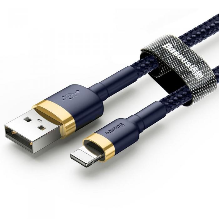 BASEUS - BASEUS cafule USB-A till Lightning kabel 2,4A 1m Guld-Bl