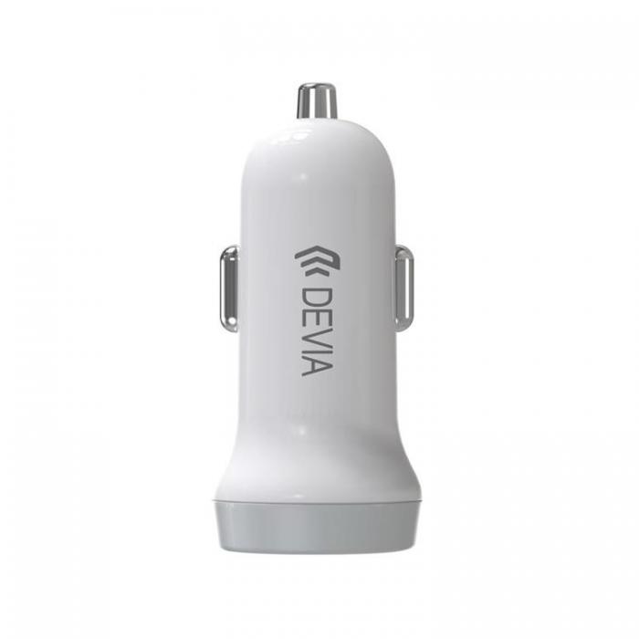 Devia - Devia Billaddare 2x USB 3.1A med Lightning Kabel Smart - Vit