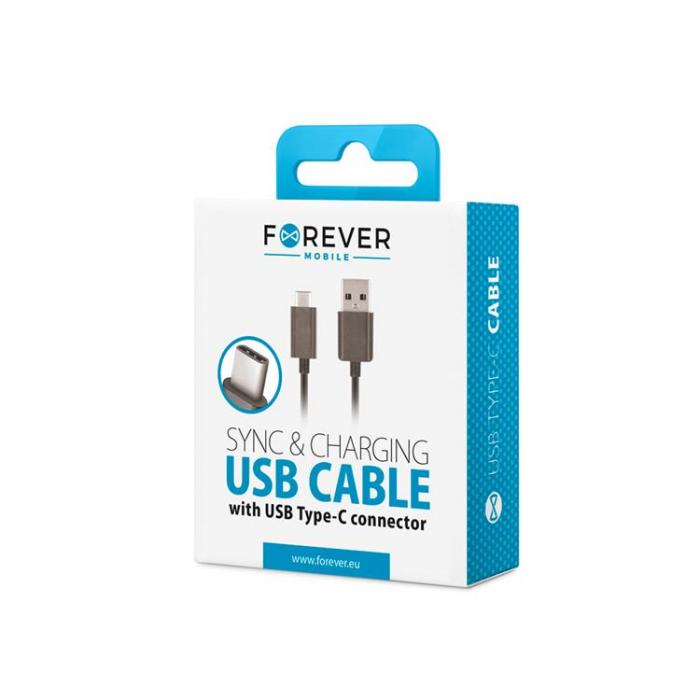 Forever - Forever USB Till USB-C Kabel 1m 1A - Svart