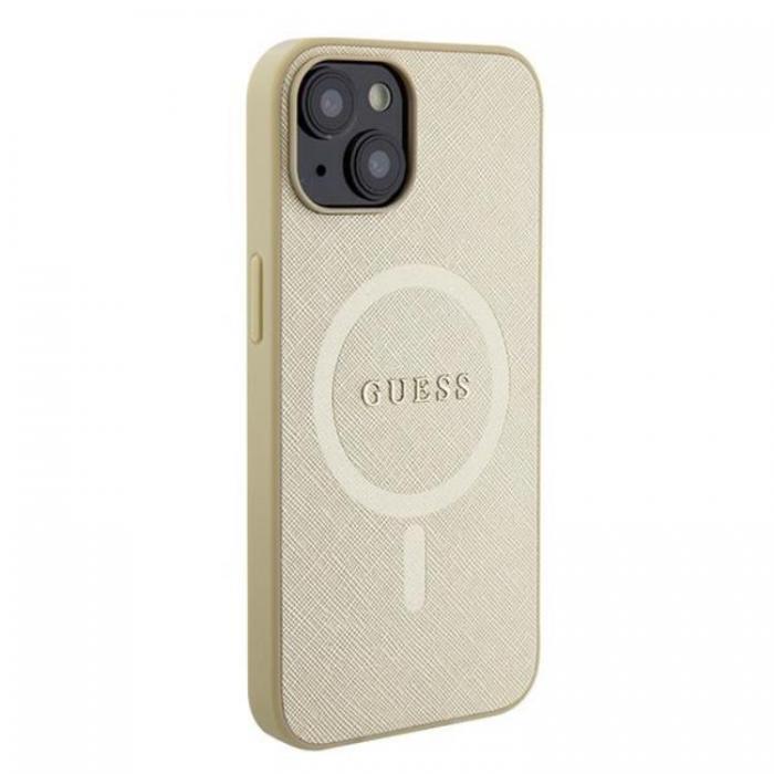 Guess - Guess iPhone 15 Mobilskal Magsafe Saffiano - Guld