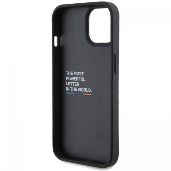 Guess - BMW iPhone 15 Mobilskal Lder Carbon - Svart