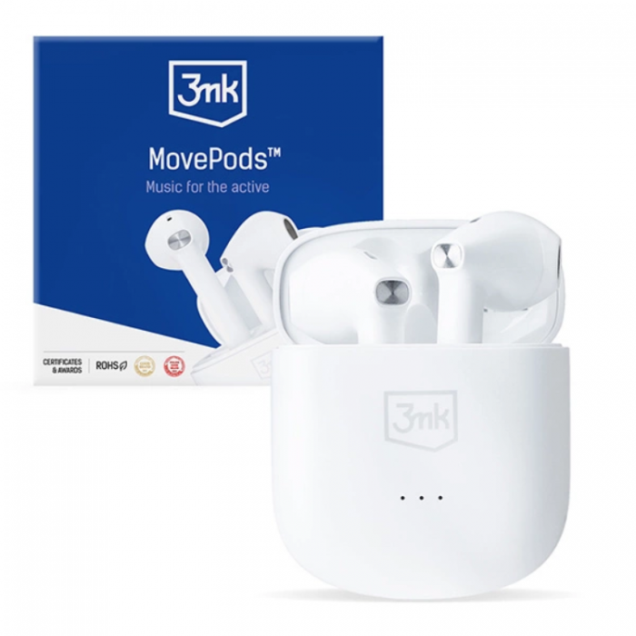 3MK - 3MK In-Ear Trdlsa Hrlurar Bluetooth 5.3 MovePods - Vit