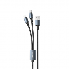Dudao - Dudao 2in1 USB-A - USB-C / Lightning Kabel 6A 1.2m - Svart