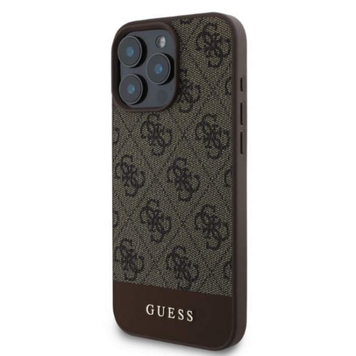 Guess - Guess iPhone 16 Pro Max Mobilskal 4G Bottom Stripe - Brun