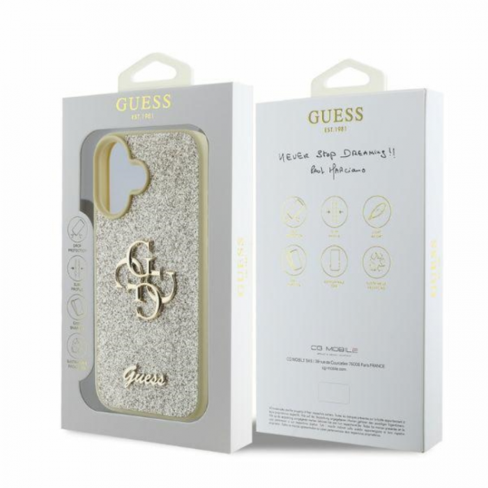 Guess - Guess iPhone 16 Mobilskal Fixed Glitter Big 4G - Guld