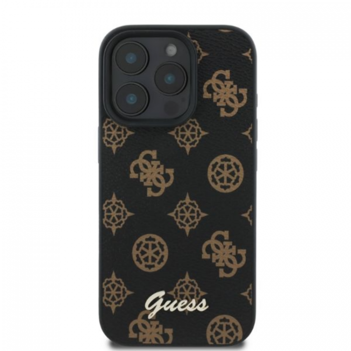 Guess - Guess iPhone 16 Pro Max Mobilskal Magsafe Peony Script - Svart