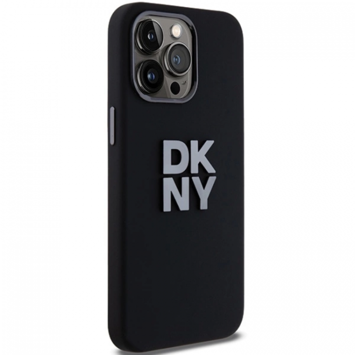 DKNY - DKNY iPhone 15 Pro Mobilskal Liquid Silikon Metal Logo - Svart