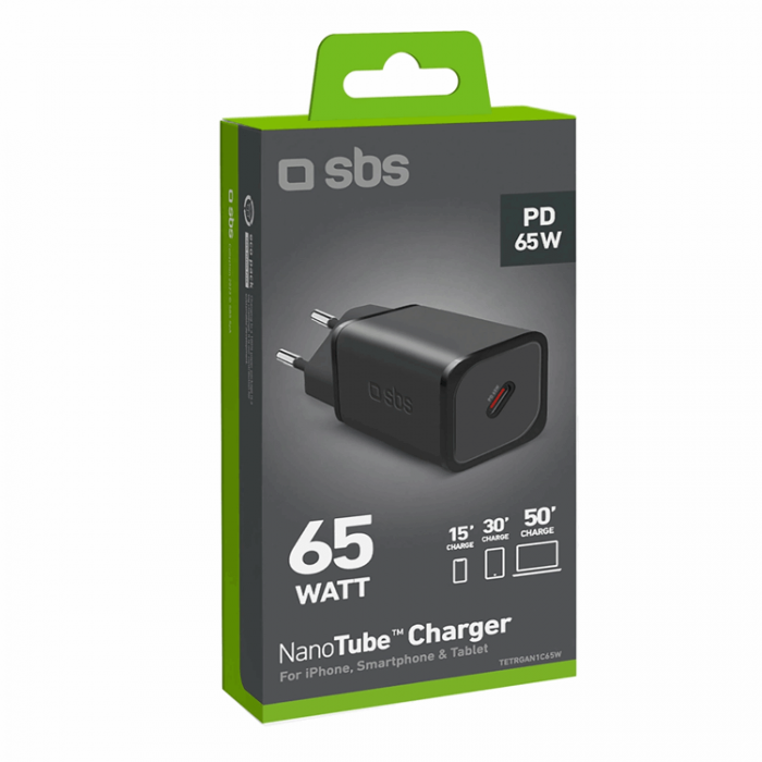 SBS - SBS Snabbladdare 65W GaN Power Delivery - Svart