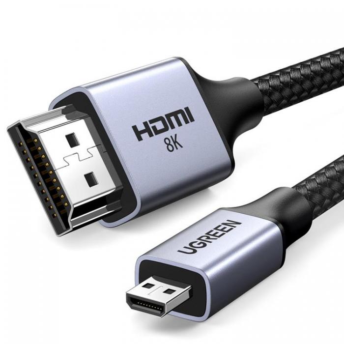 Ugreen - Ugreen Micro HDMI Adapter Till HDMI 2.1 Kabel 8K 2m - Gr