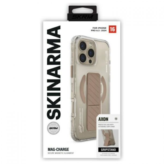 Skinarma - Skinarma iPhone 16 Pro Mobilskal MagSafe Grip Stativ - Champange