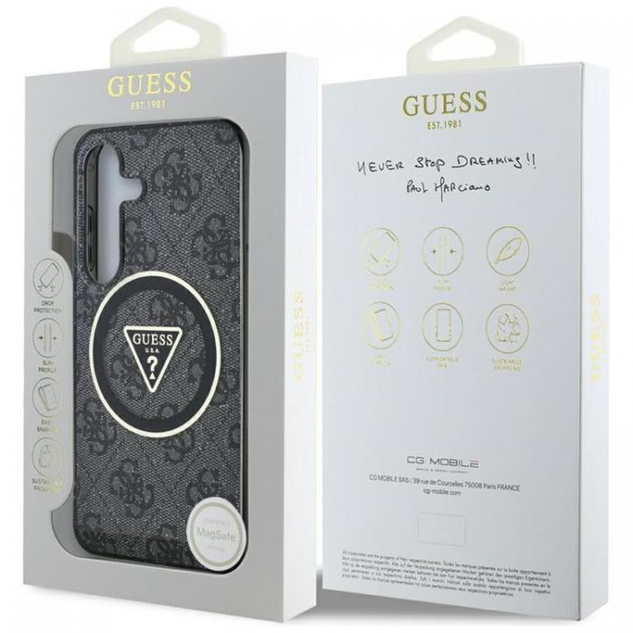 Guess - Guess Galaxy S25 Plus Mobilskal MagSafe 4G Glitter Triangle Buttons - Svart