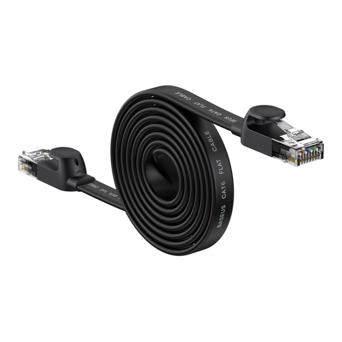 BASEUS - Baseus Ntverk Kabel RJ45 2m 1000Mbps Flat - Svart