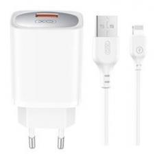 XO - XO Väggladdare 18W USB med Lightning Kabel QC CE19 - Vit