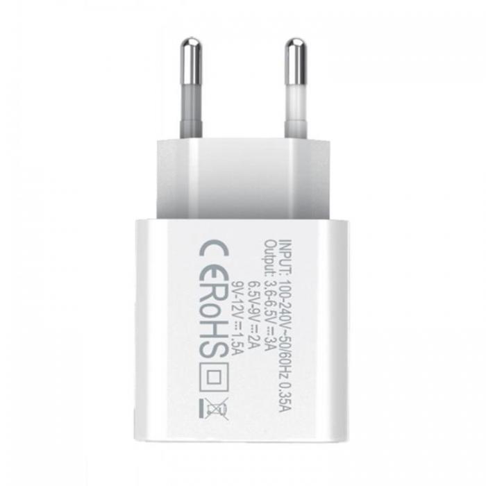 Rebeltec - Rebeltec Vggladdare USB QC 3.0 H100 Turbo - Vit