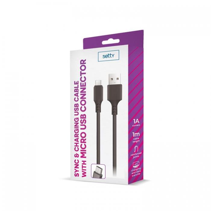 Setty - Setty USB Till MicroUSB 1m Kabel 1A NEW- Svart