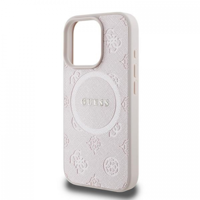 Guess - Guess iPhone 16 Pro Mobilskal Magsafe Saffiano Peony Classic Logo