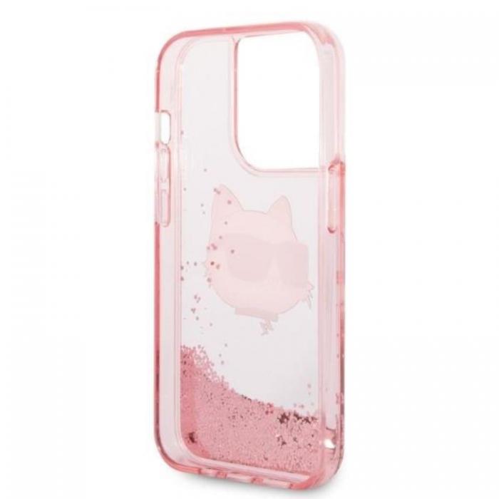 KARL LAGERFELD - Karl Lagerfeld iPhone 14 Pro Skal Glitter Choupette Head - Rosa