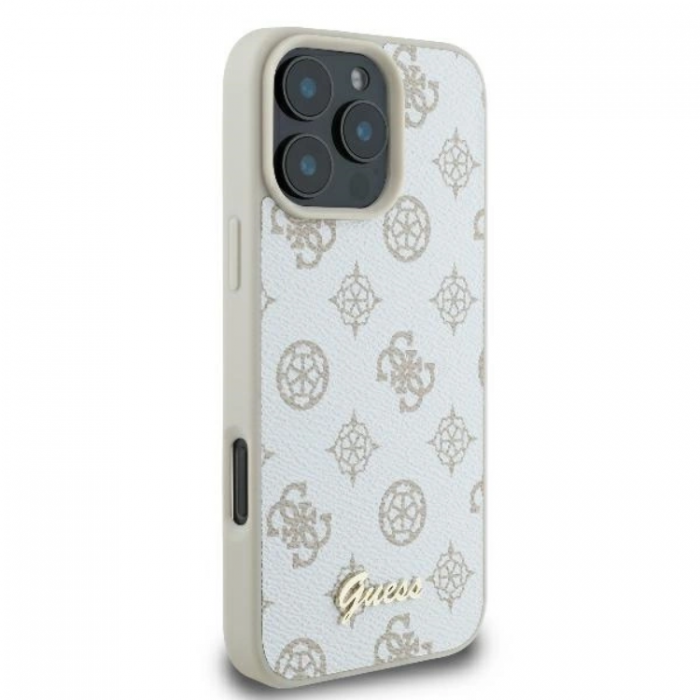 Guess - Guess iPhone 16 Pro Mobilskal MagSafe Peony Script Logo - Vit