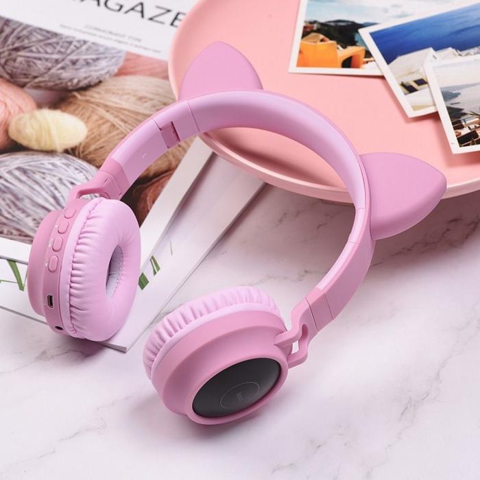 Hoco - HOCO Over-Ear Hrlurar Trdlsa Bluetooth W27 Cat Ear - Rosa