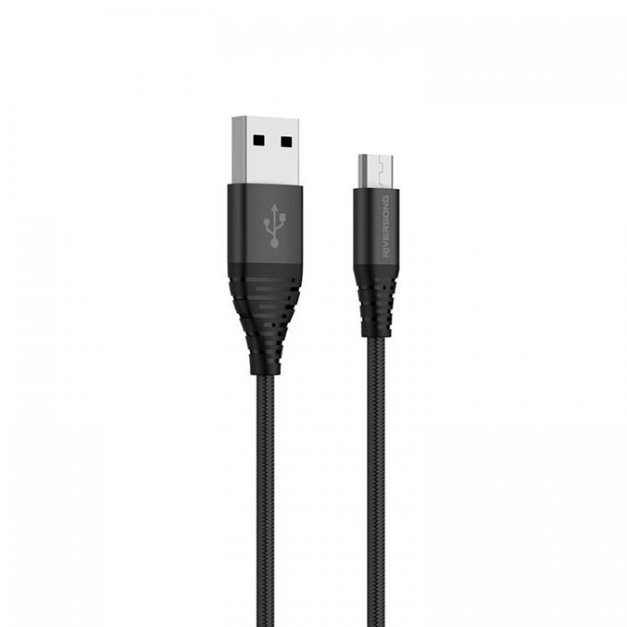 Riversong - Riversong USB Till MicroUSB 1m Kabel 2.4A Alpha S CM32 Svart