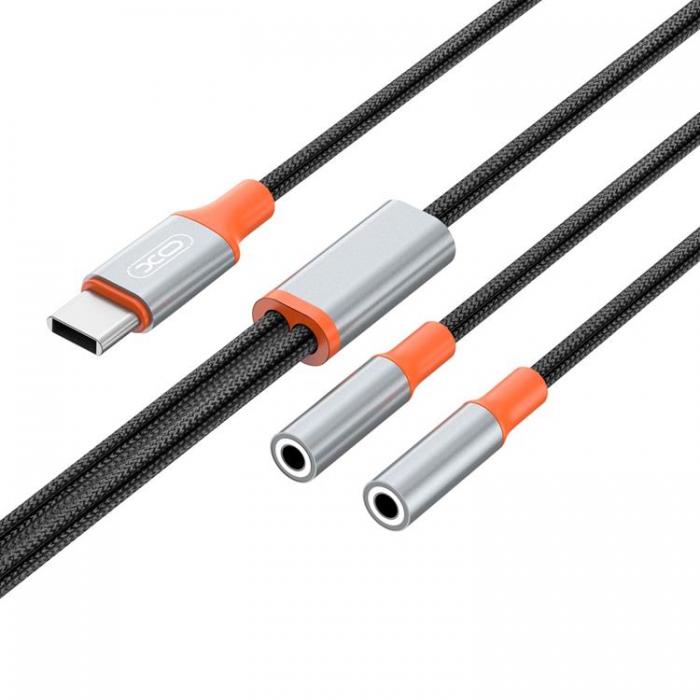 XO - XO 2in1 Ljudkabel USB-C/2x Uttag Minijack 3.5 mm 1.2m NB-R269B