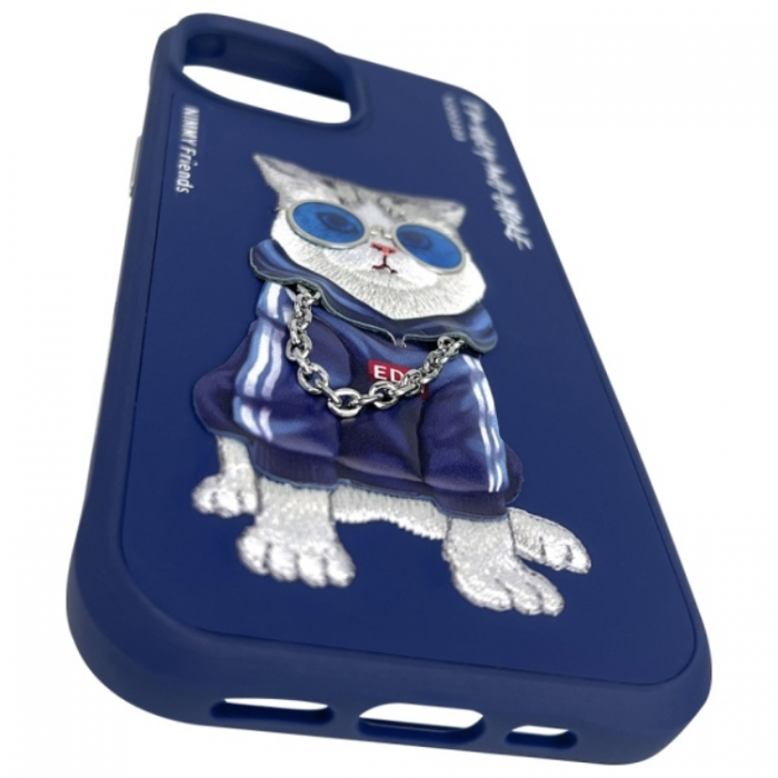 NIMMY - Nimmy iPhone 15 Mobilskal Glasses Cool Cat - Bl