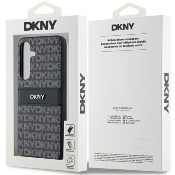 DKNY - DKNY Galaxy S24 Plus Mobilskal Lder Mono Stripe & Metal Logo