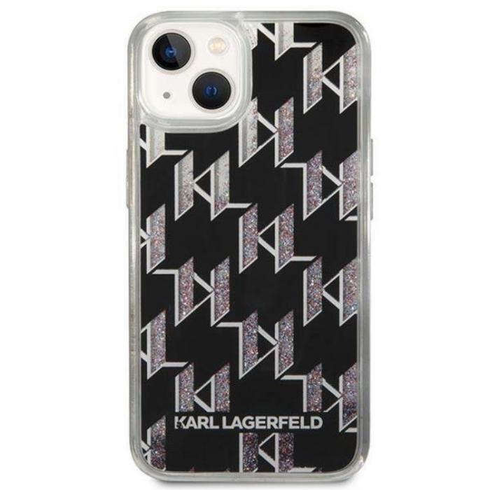 KARL LAGERFELD - Karl Lagerfeld iPhone 14 Plus Skal Liquid Glitter Monogram - Svart