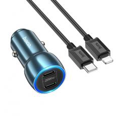 Hoco - Hoco Billaddare 40W 2xUSB-C + Kabel USB-C Till Lightning - Safirblå