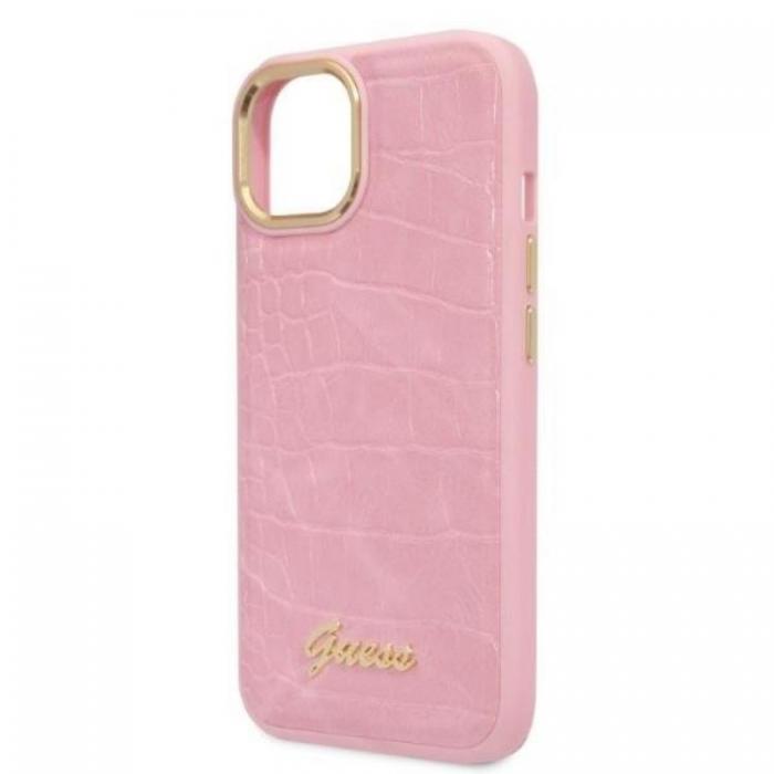 Guess - GUESS iPhone 14 Plus Skal Croco Collection - Rosa