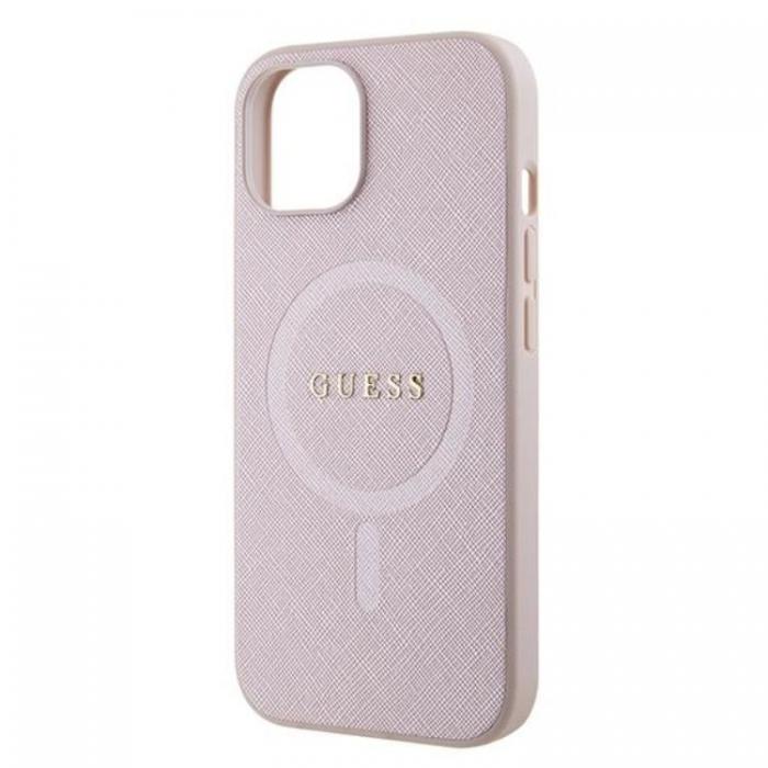 Guess - Guess iPhone 15 Mobilskal Magsafe Saffiano - Rosa