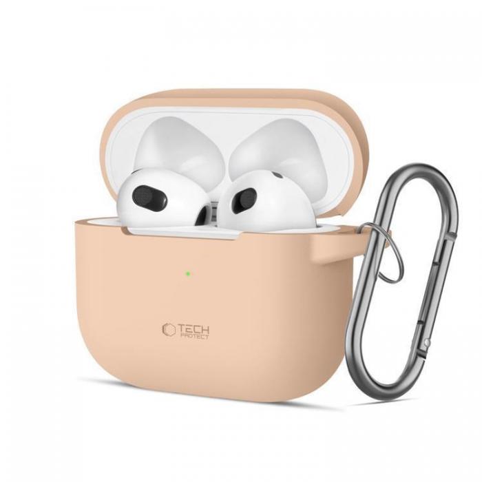 Tech-Protect - Tech-Protect Apple Airpods 3 Skal Silikon Hook - Cafe Latte